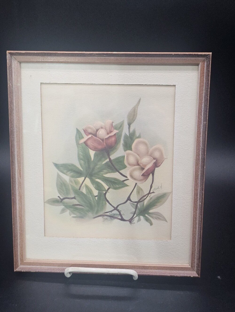 Vintage Framed Wood Rose Art By Ted Mundorff